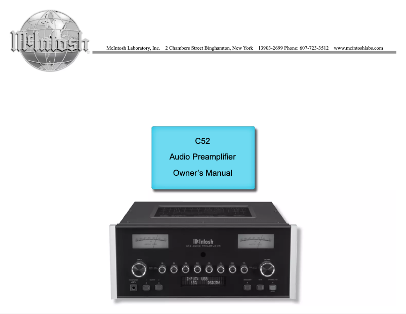 Page n°1 - Manuel utilisateur McIntosh C52
