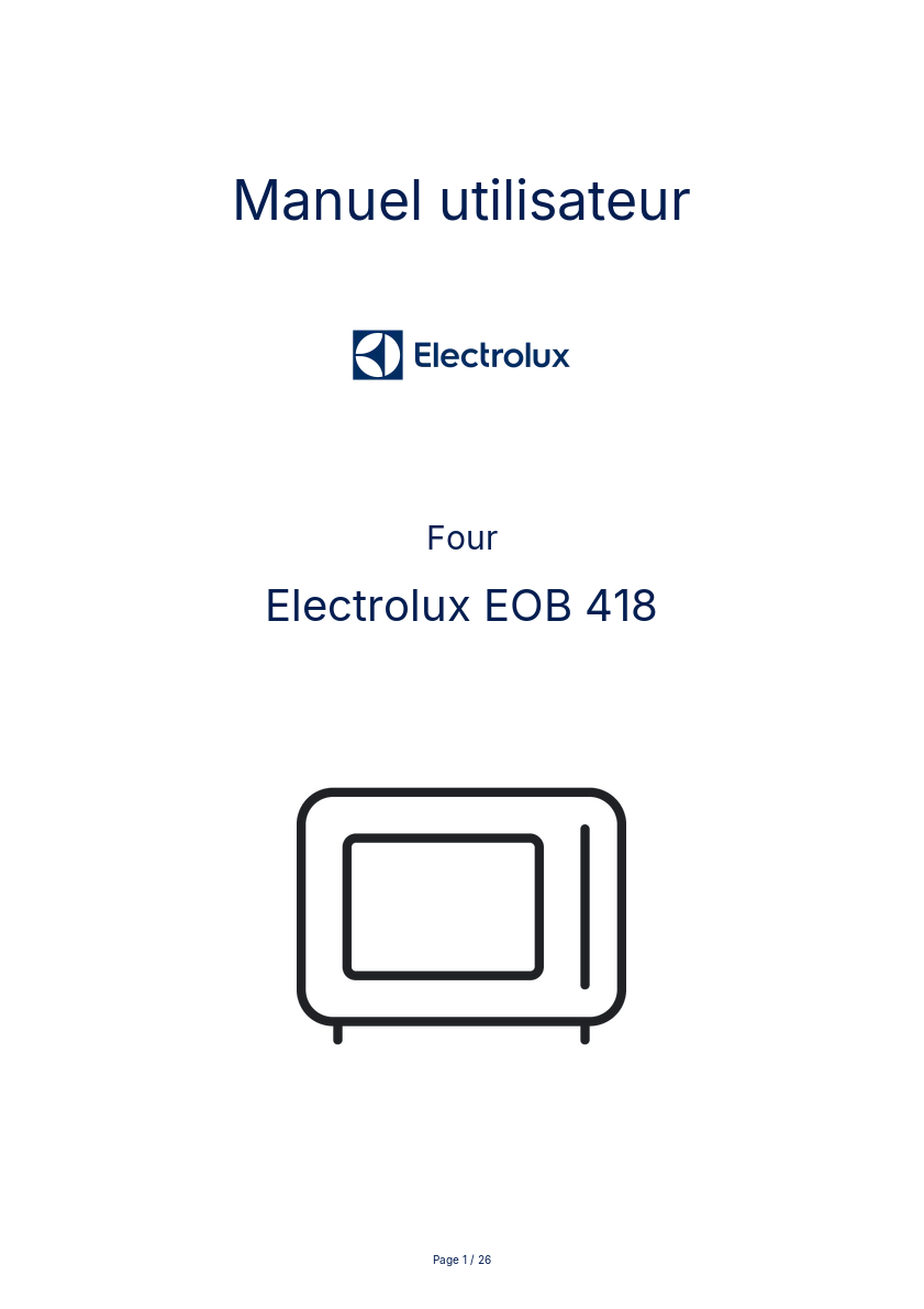 Page n°1 - Manuel utilisateur Electrolux EOB 418