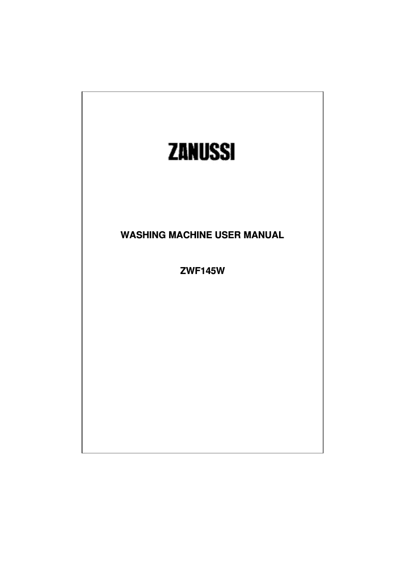 Page 1 de la notice Manuel utilisateur Zanussi ZWF 145 W