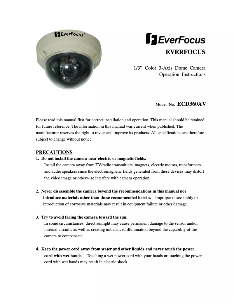 Page n°1 - Manuel utilisateur EverFocus ECD360AV