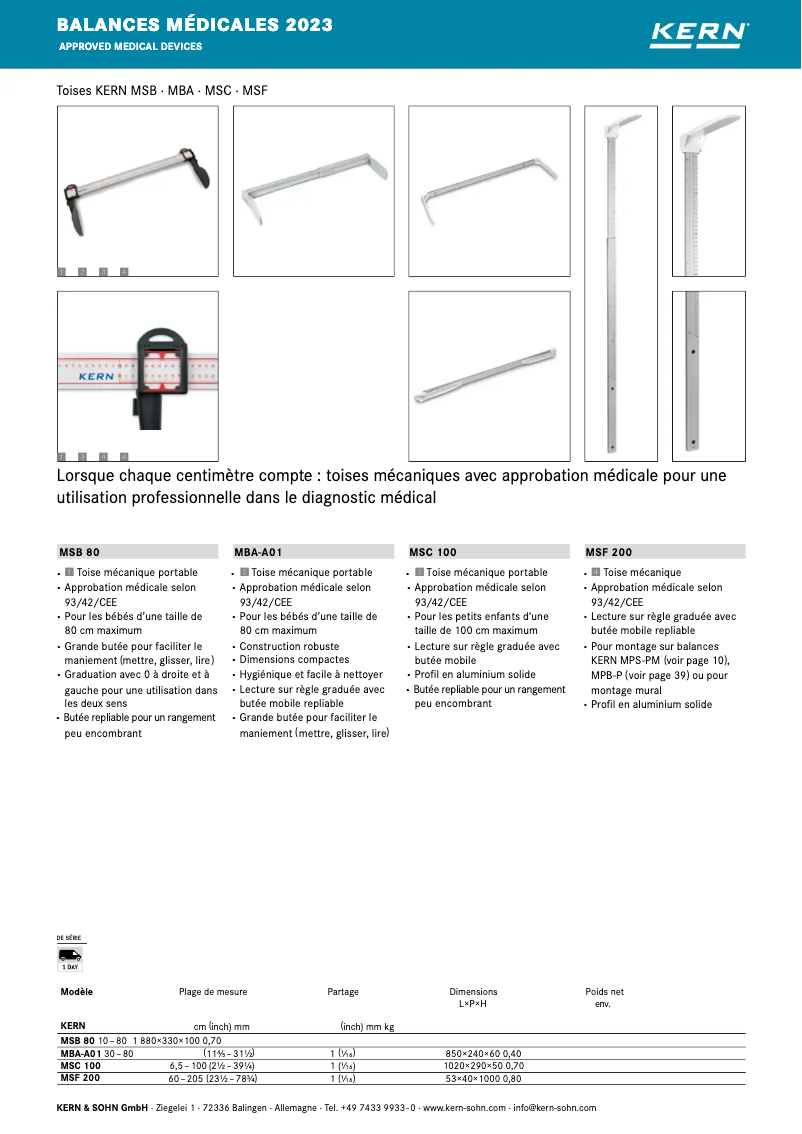 Page 1 de la notice Brochure Kern MSC 100N