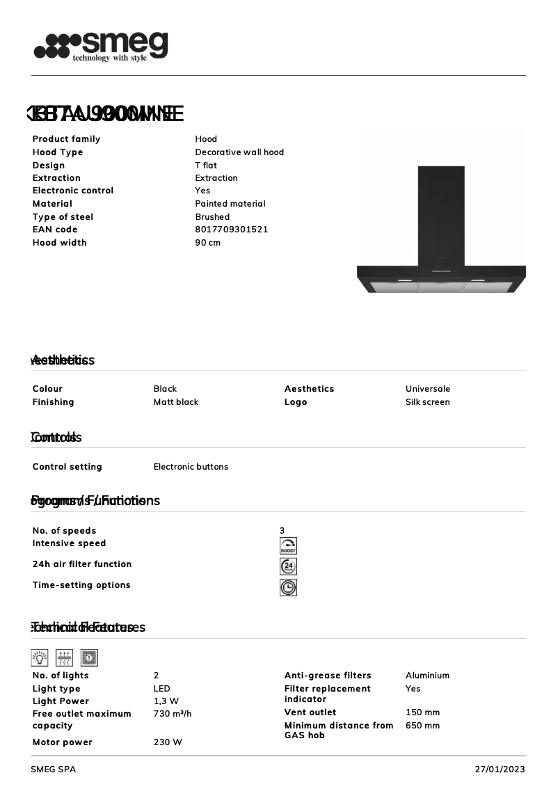 Page n°1 - Fiche technique Smeg KBTAU900