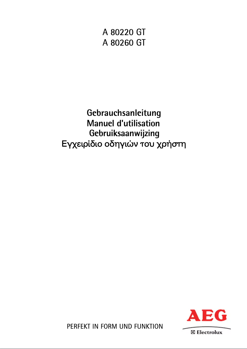 Page 1 de la notice Manuel utilisateur AEG-Electrolux Arctis 80260 GT