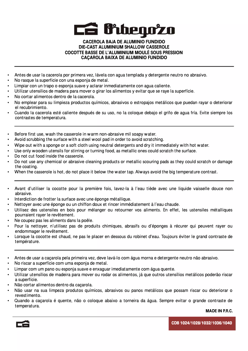 Image de la première page du manuel de l'appareil CDB 1024