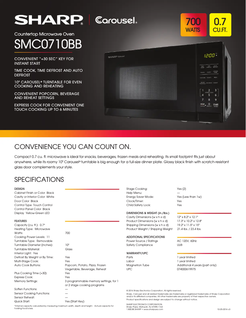 Page n°1 - Fiche technique Sharp SMC0710BW