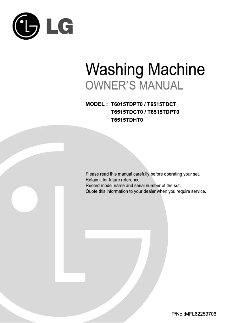 Page 1 de la notice Manuel utilisateur LG T6515TDCT0