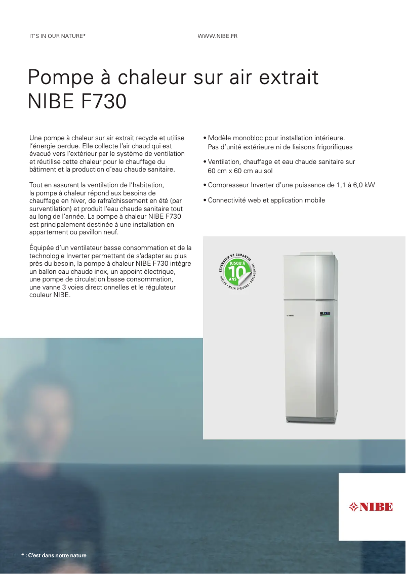 Page 1 de la notice Guide d'installation Nibe F730