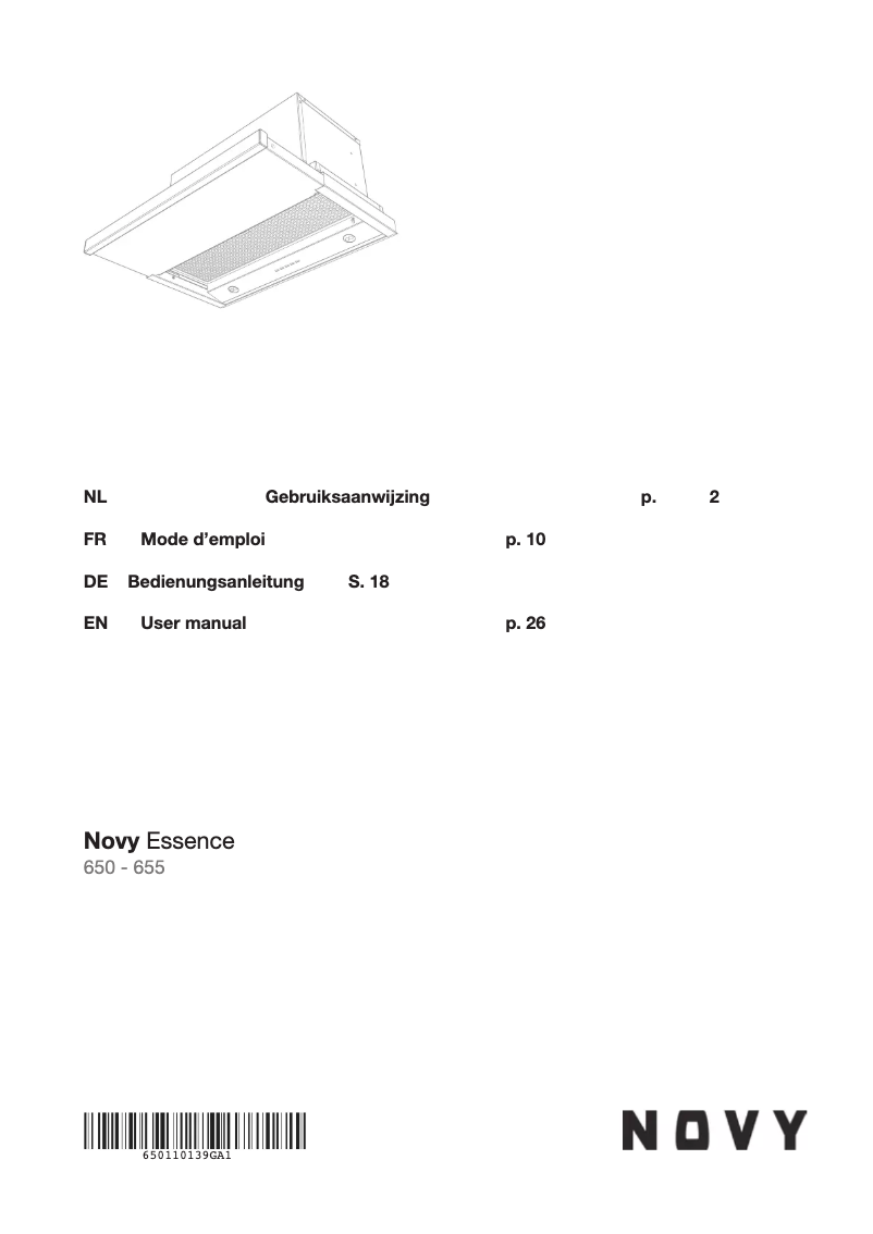 Page 1 de la notice Manuel utilisateur Novy Telescopic Basic 650