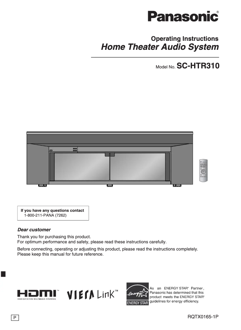 Page 1 de la notice Manuel utilisateur Panasonic SC-HTR310 E-K