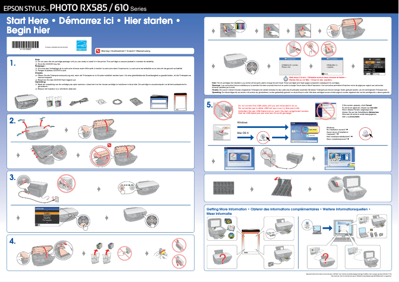 Page 1 de la notice Manuel utilisateur Epson Stylus Photo RX610