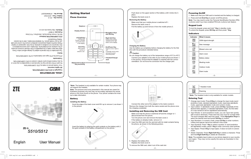 Page n°1 - Manuel utilisateur ZTE S512