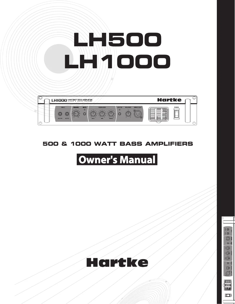 Page 1 de la notice Manuel utilisateur Hartke LH500