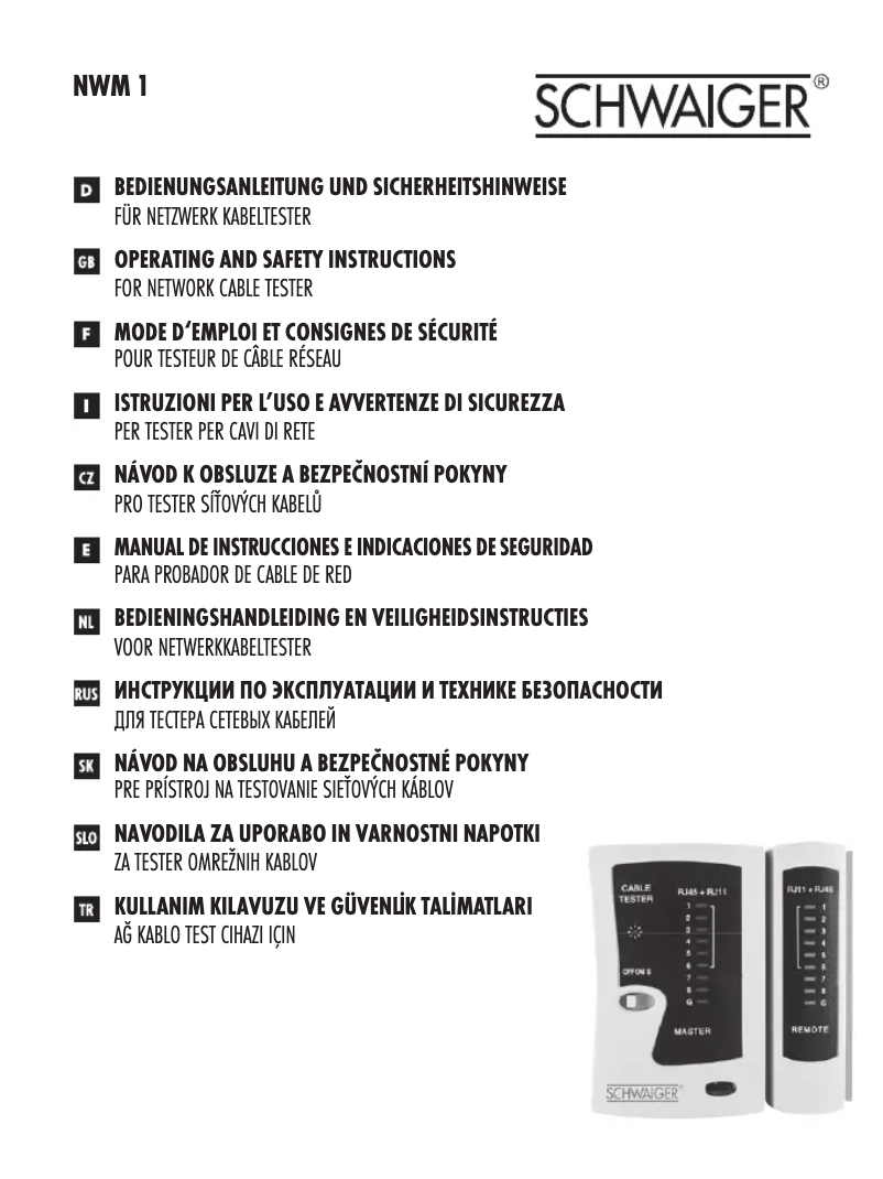Page 1 de la notice Manuel utilisateur Schwaiger NWM1