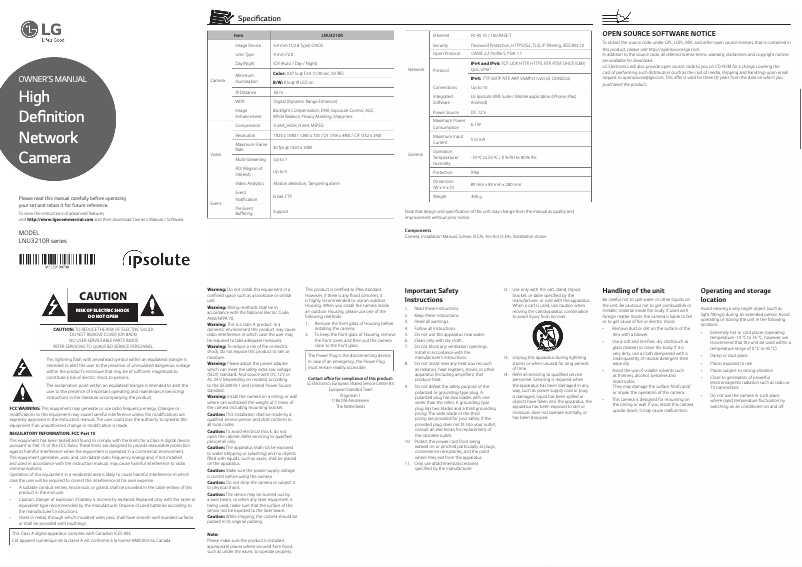 Page n°1 - Manuel utilisateur LG LNU3210R