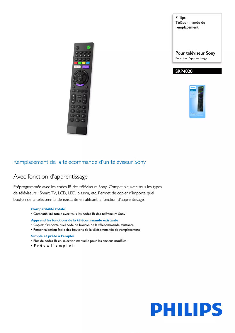 Page n°1 - Fiche technique Philips SRP4020