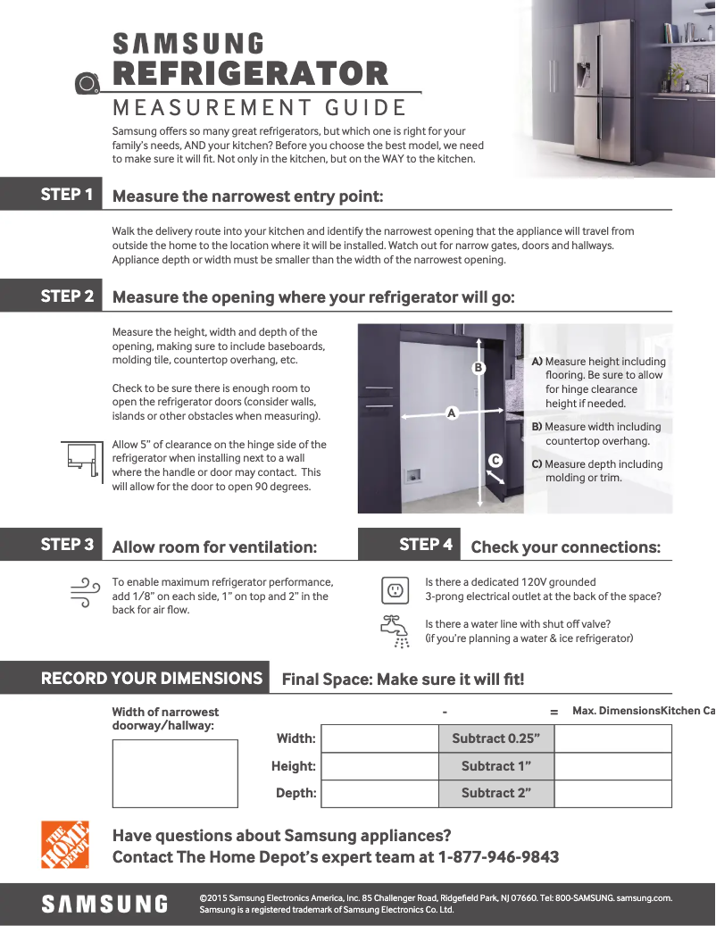 Page n°1 - Guide de mesure Samsung RH25H5611BC