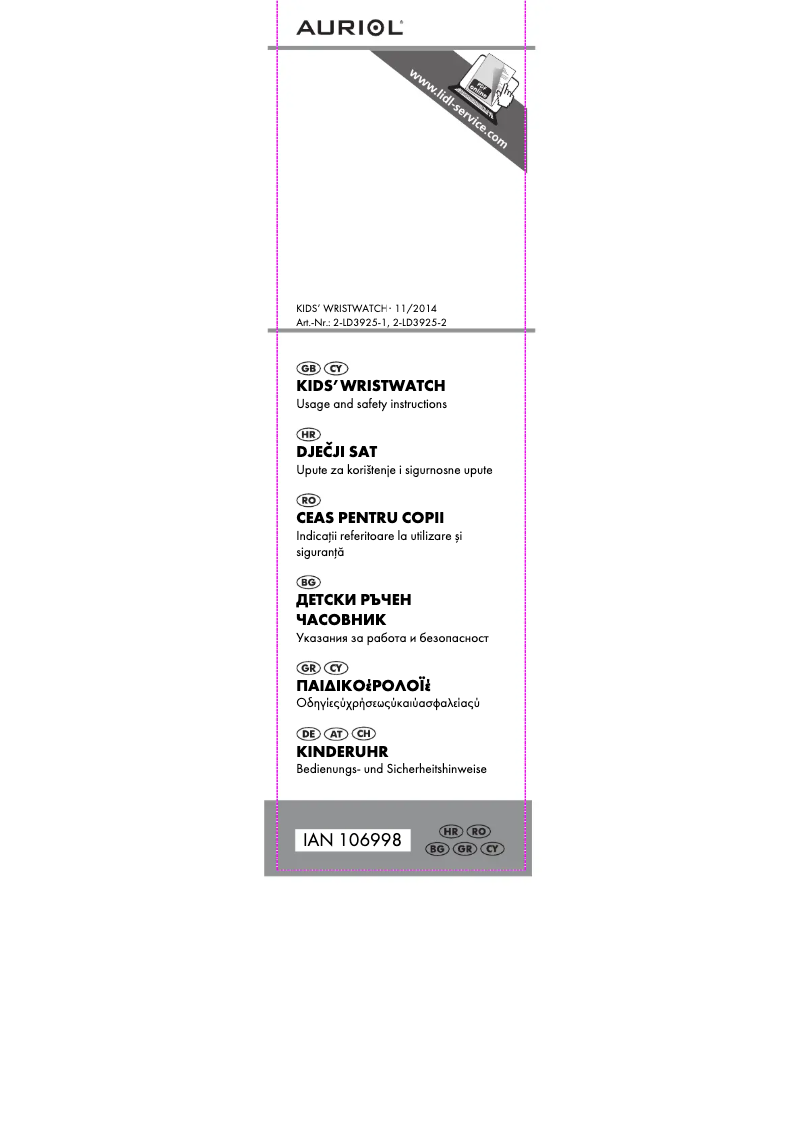 Page 1 de la notice Manuel utilisateur Auriol IAN 106998