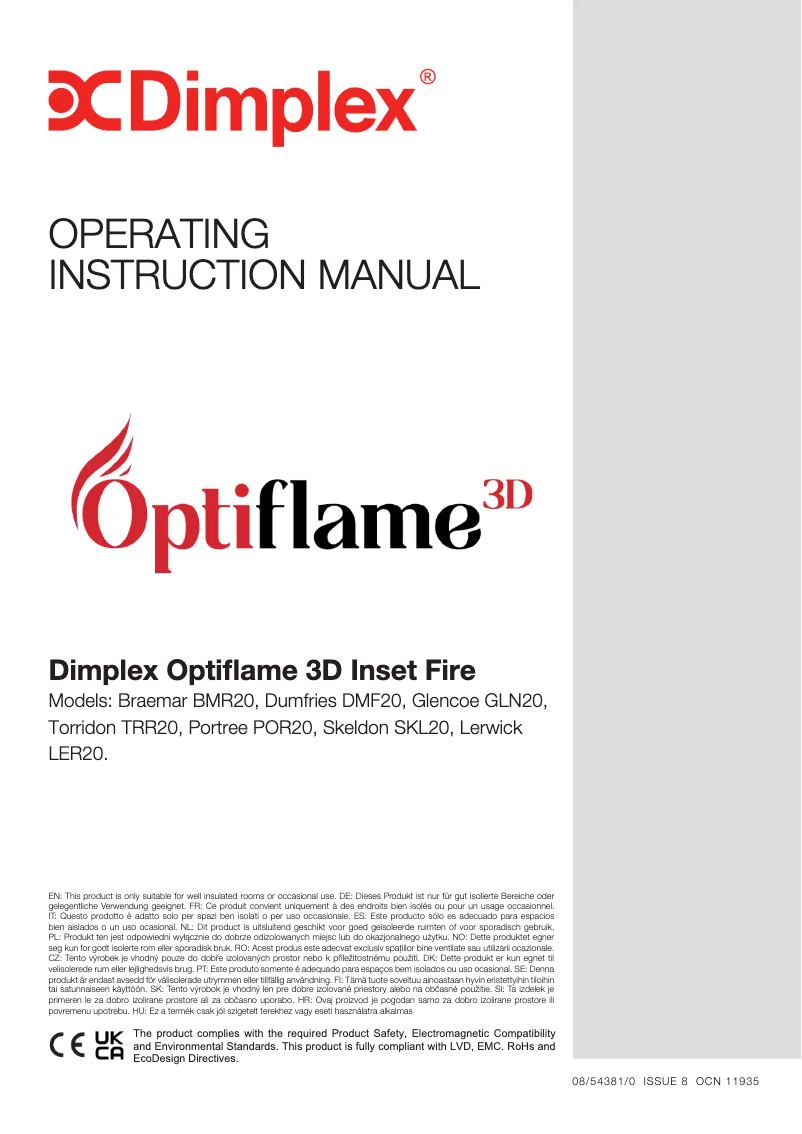 Page 1 de la notice Manuel utilisateur Dimplex Optiflame 3D GLN20CH3D