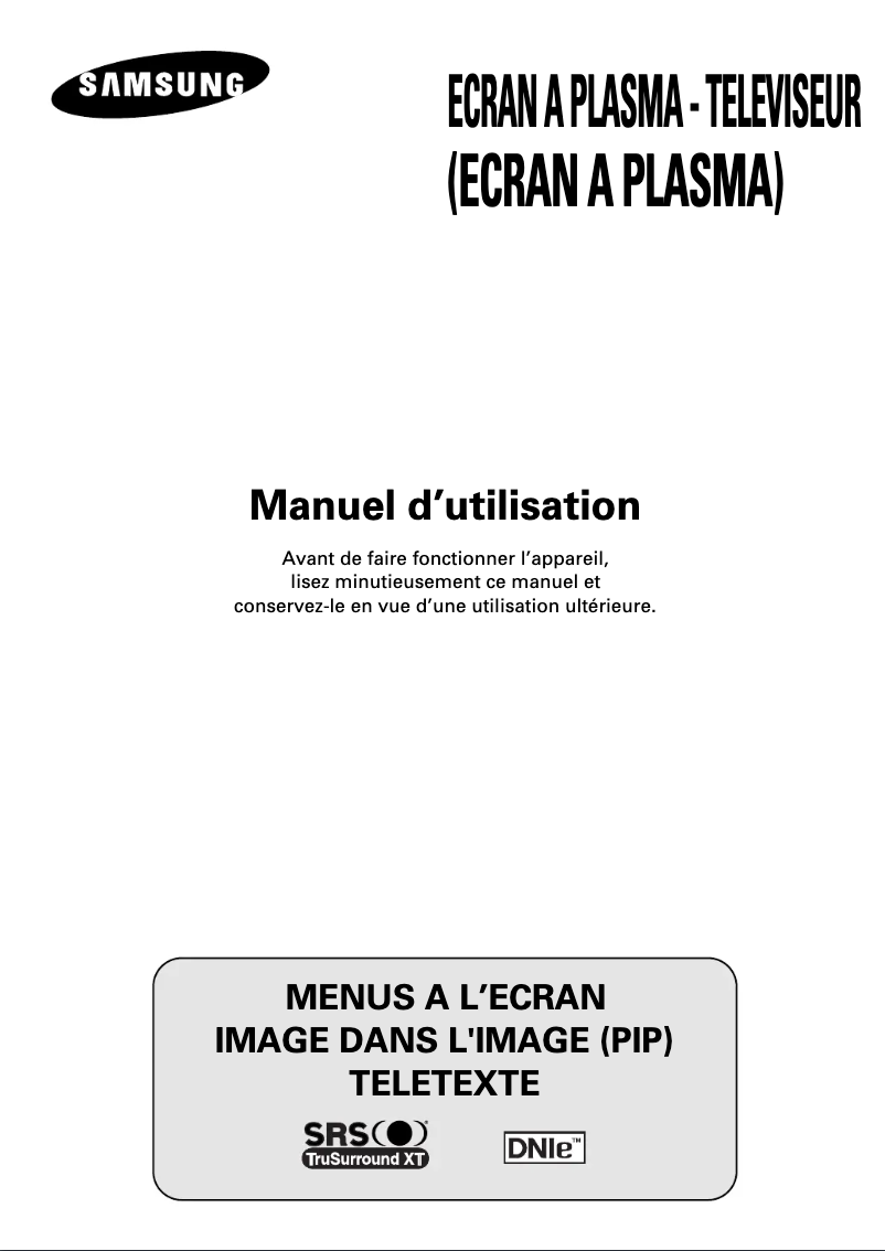 Page 1 de la notice Manuel utilisateur Samsung PS-42D4S