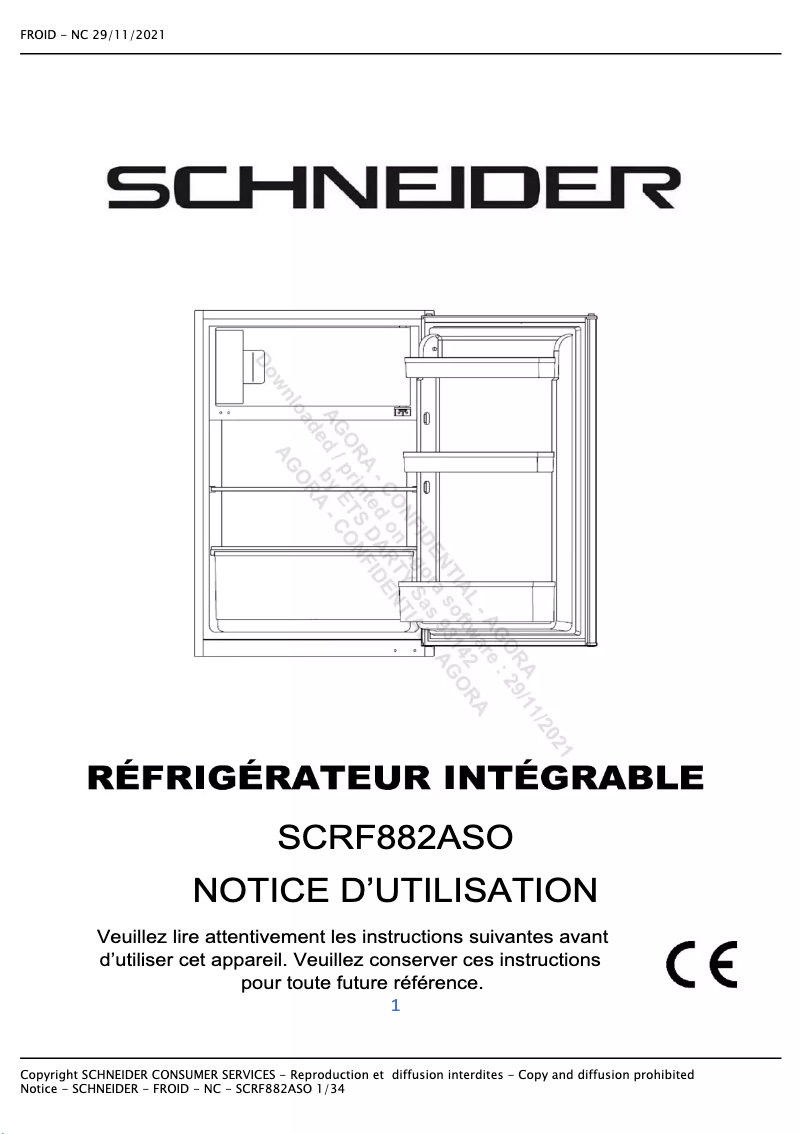 Page 1 de la notice Manuel utilisateur Schneider SCRF882AS0