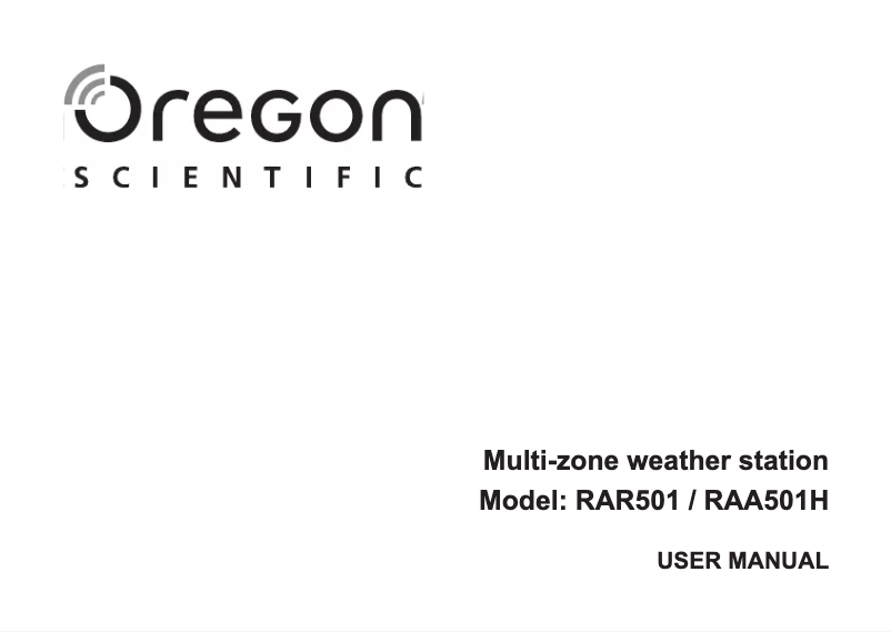 Page 1 de la notice Manuel utilisateur Oregon Scientific RAR501