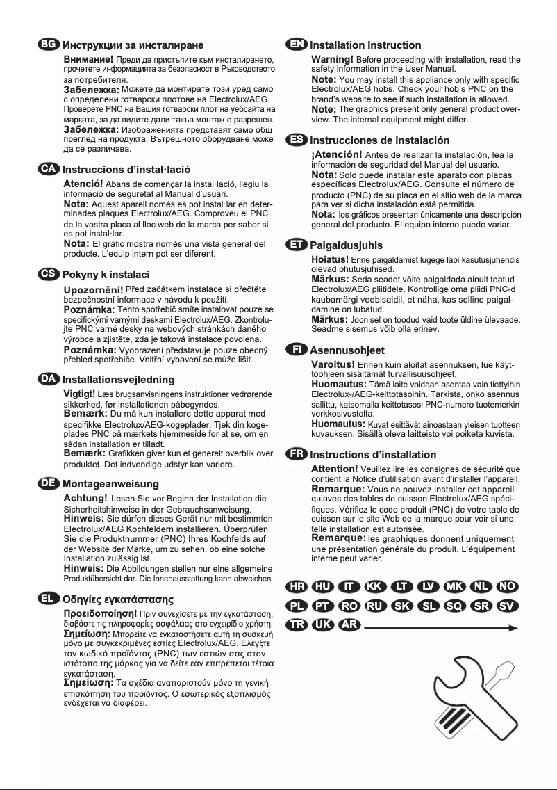 Page 1 de la notice Guide d'installation Electrolux LYB3NE82R