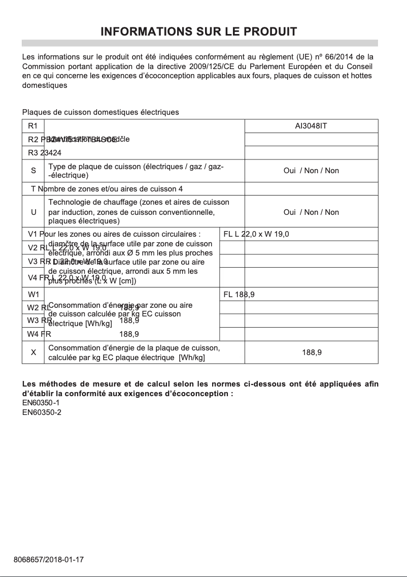 Image de la première page du manuel de l'appareil AI 3048 IT