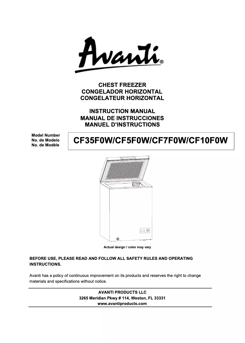 Page n°1 - Manuel utilisateur Avanti CF10F0W
