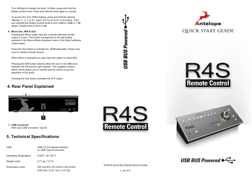 Page 1 de la notice Manuel utilisateur Antelope RS4
