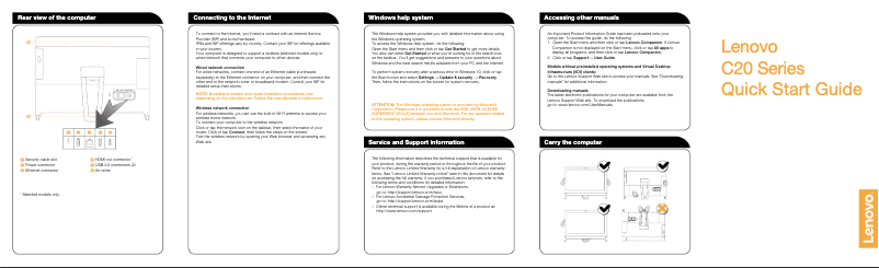 Page n°1 - Guide de démarrage rapide Lenovo C20-00