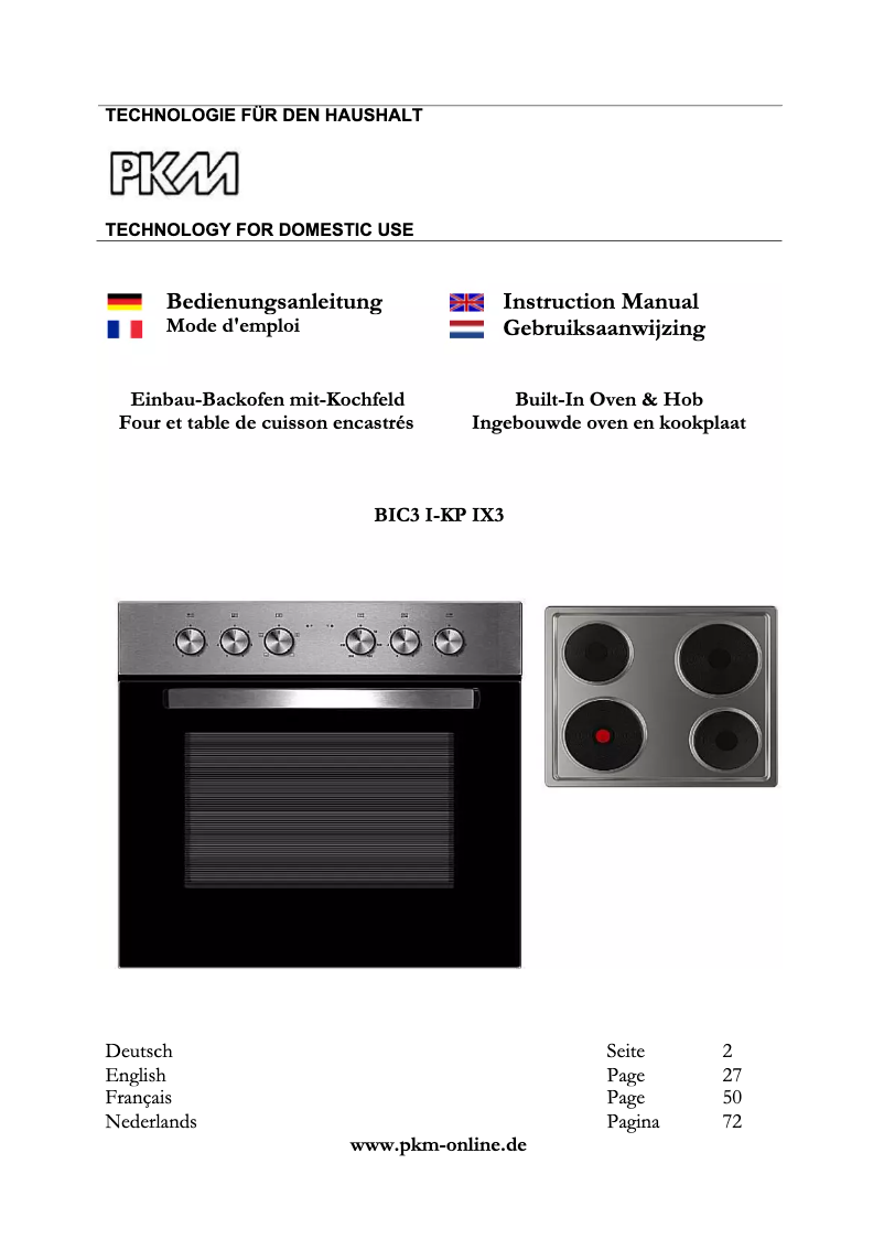 Page 1 de la notice Manuel utilisateur PKM BIC3 I-KP-IX-3