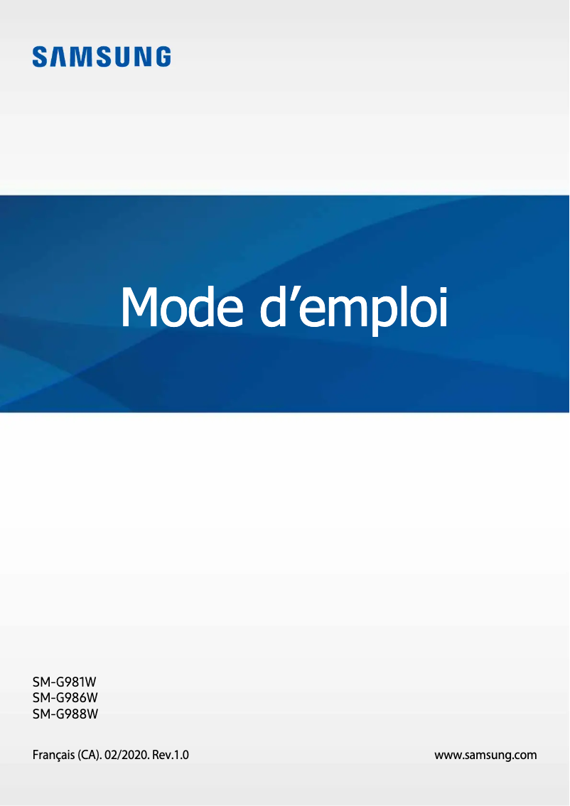 Image de la première page du manuel de l'appareil Galaxy S20 Ultra 5G