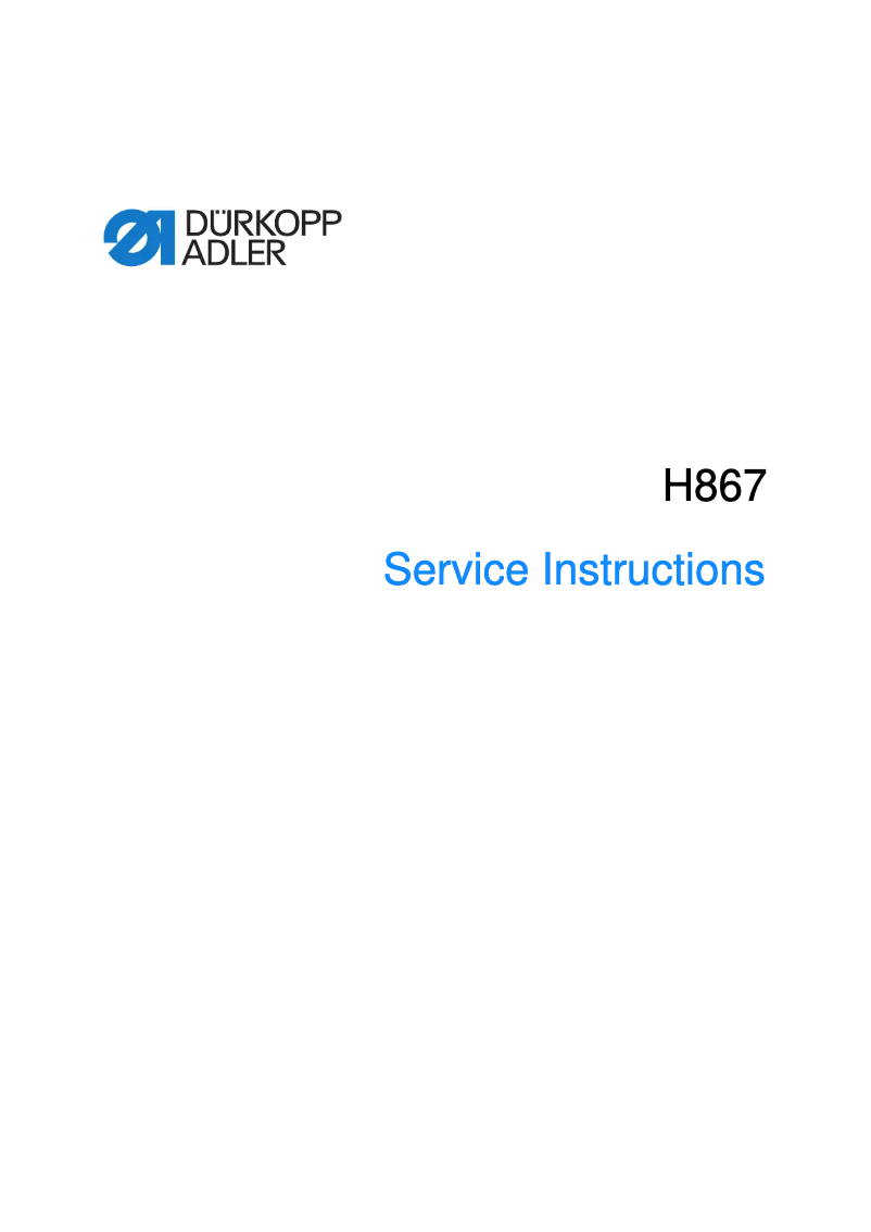 Page 1 de la notice Manuel utilisateur Dürkopp Adler H867
