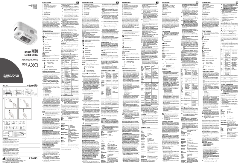 Page n°1 - Manuel utilisateur Microlife OXY 300
