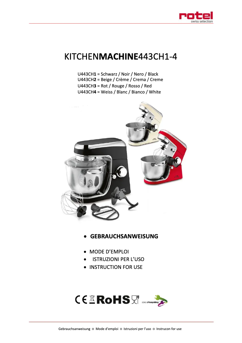 Page 1 de la notice Manuel utilisateur Rotel Power Mix 443