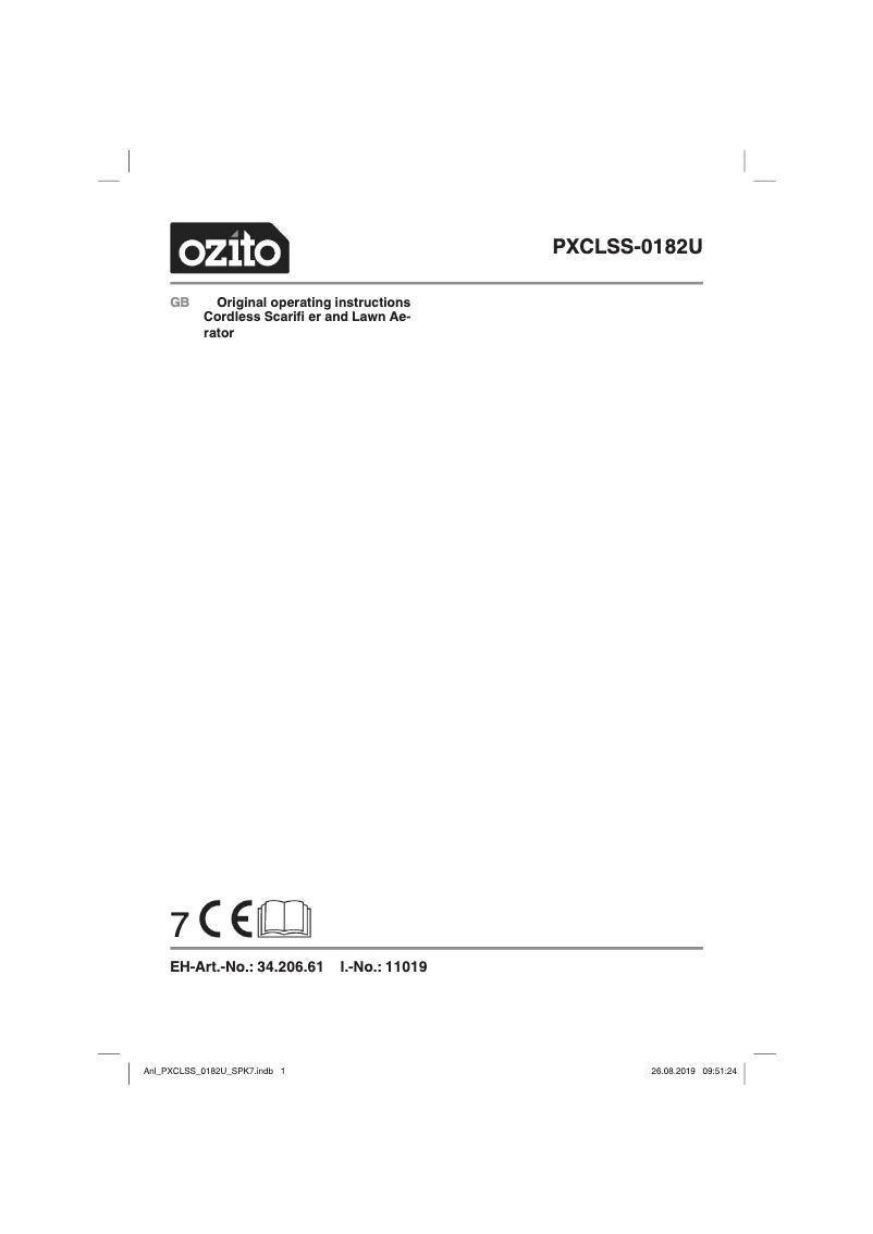 Page n°1 - Manuel utilisateur Ozito PXCLSS-0182U