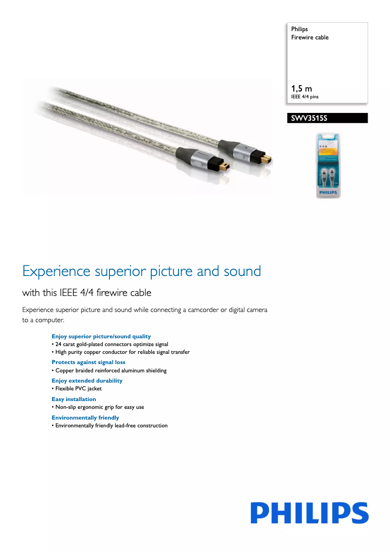 Page 1 de la notice Brochure Philips SWV3515S