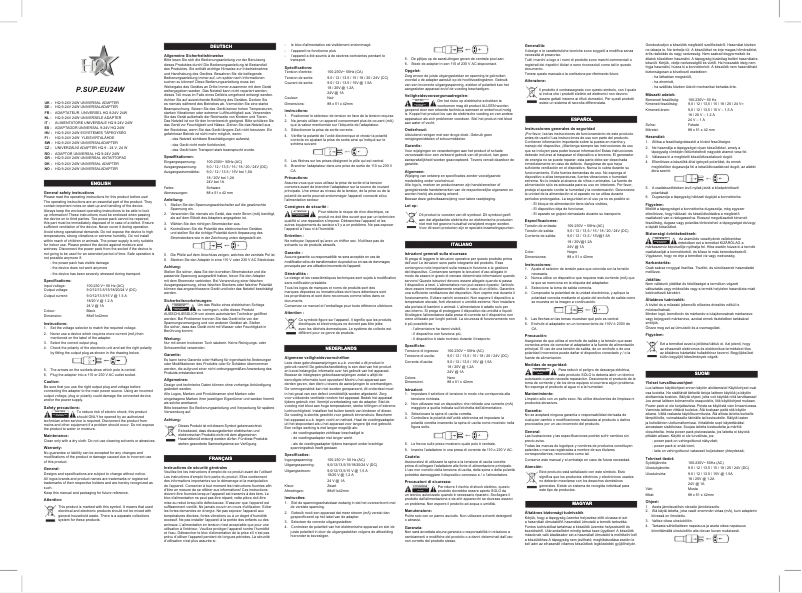 Page n°1 - Manuel utilisateur HQ P.SUP.EU24W