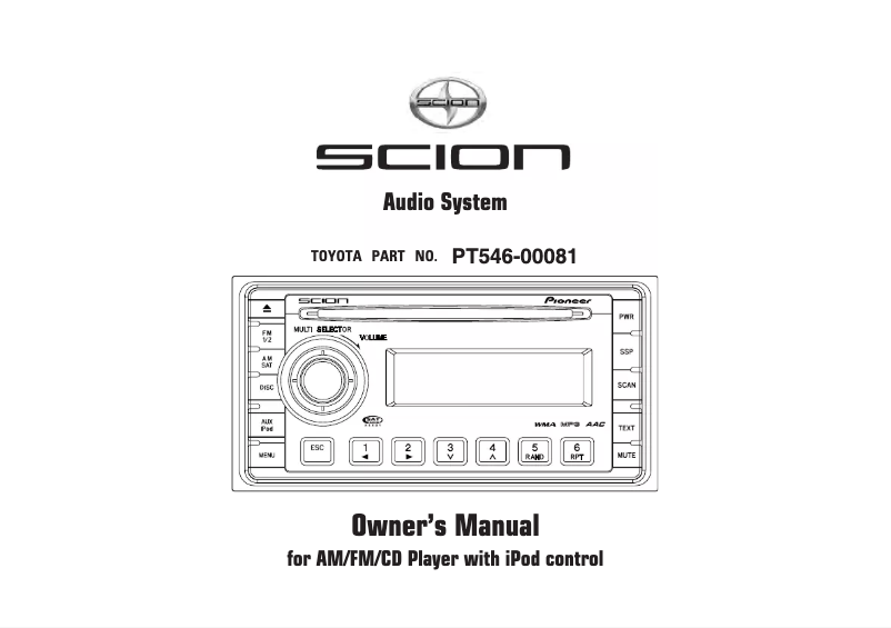 Image de la première page du manuel de l'appareil Audio System PT546-00081