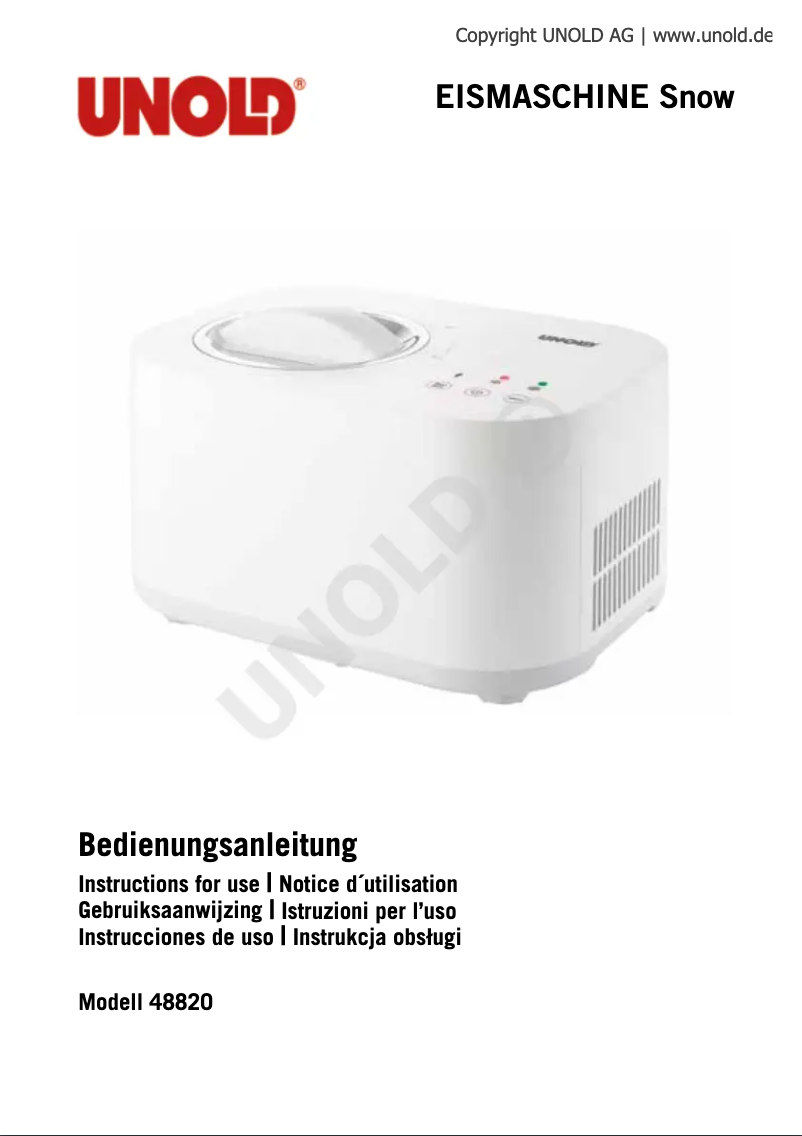 Image de la première page du manuel de l'appareil Snow 48820