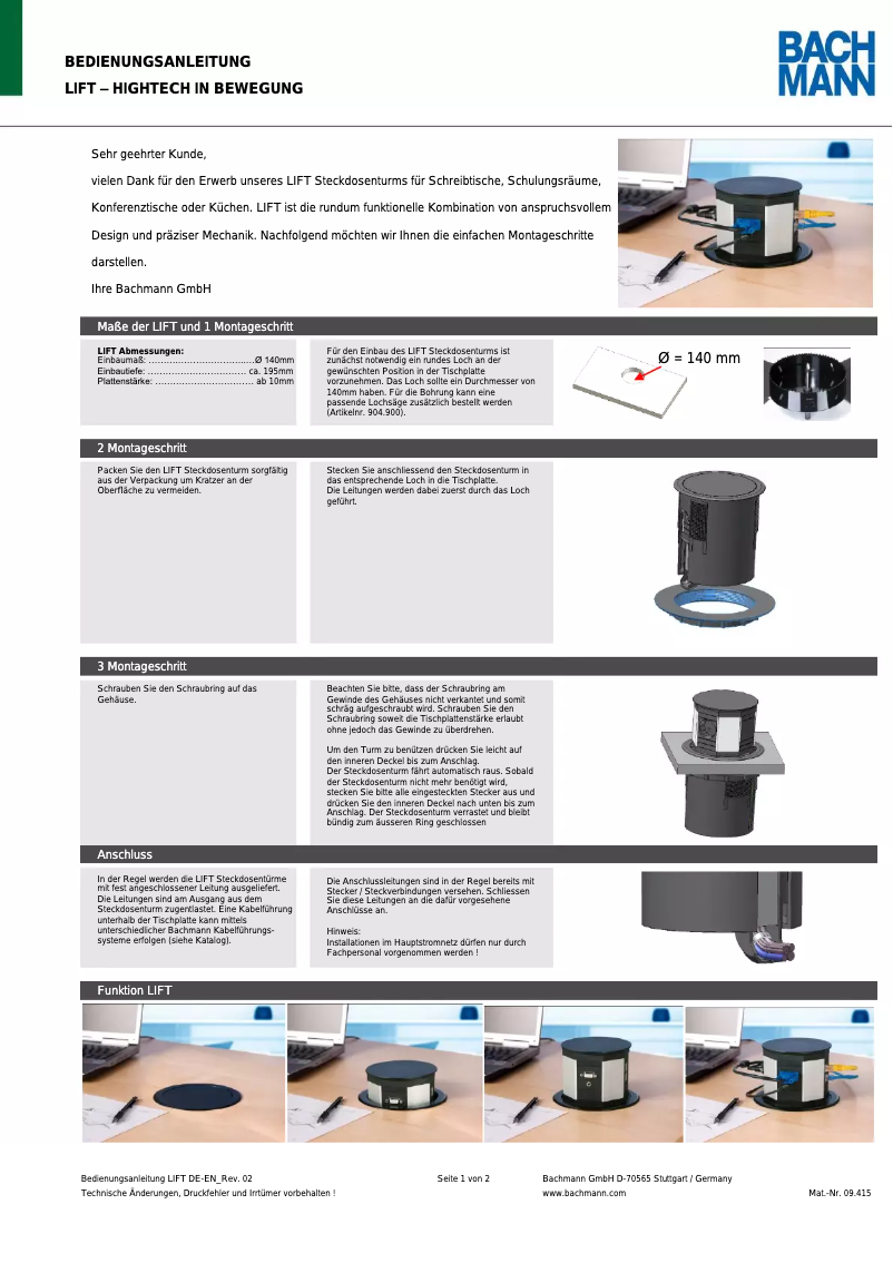 Page n°1 - Manuel utilisateur Bachmann 904.005