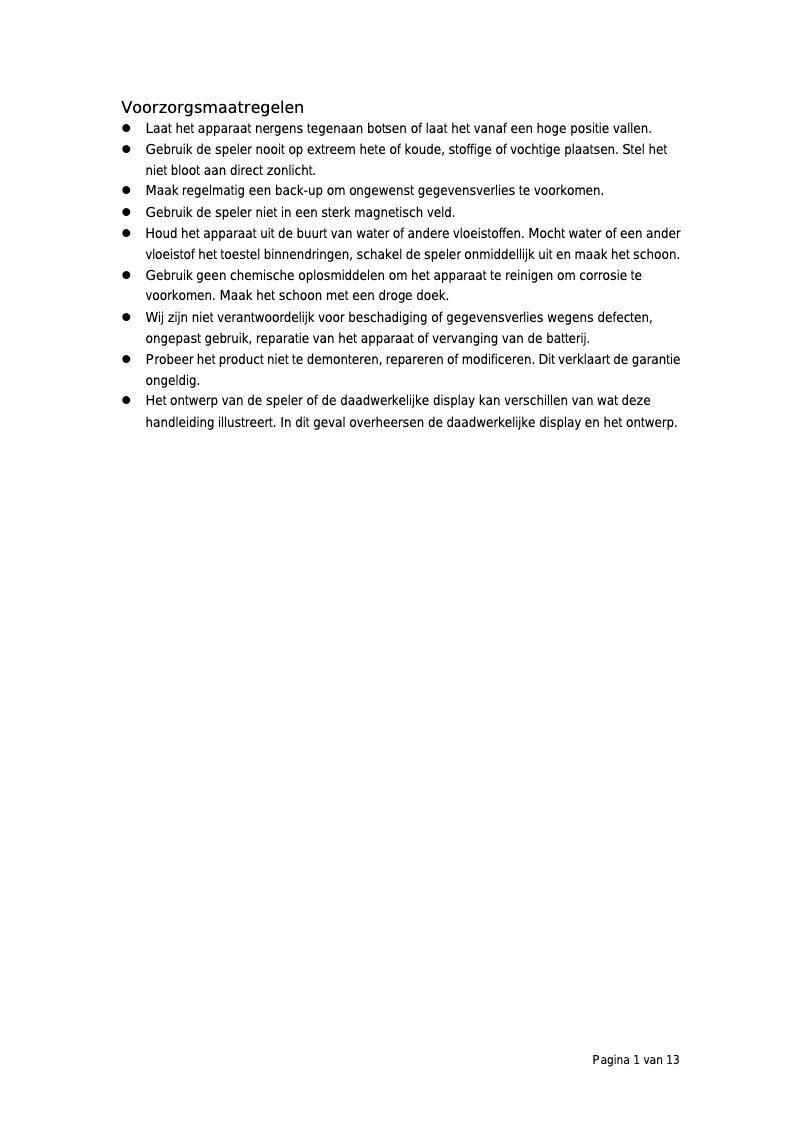Page n°1 - Manuel utilisateur Difrnce MP1510