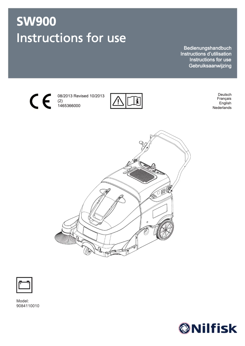 Page 1 de la notice Manuel utilisateur Nilfisk SW900