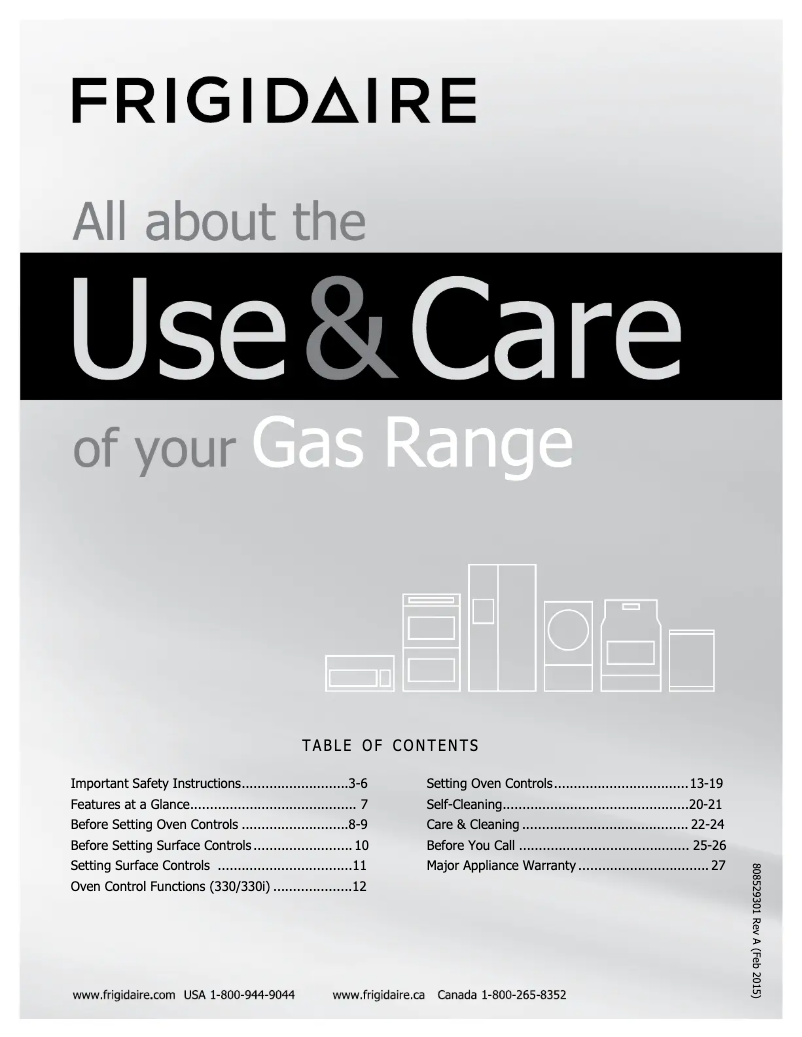 Page 1 de la notice Manuel utilisateur Frigidaire FGGF3035RB