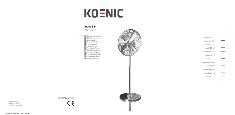 Page 1 de la notice Manuel utilisateur Koenic KSF 400-M