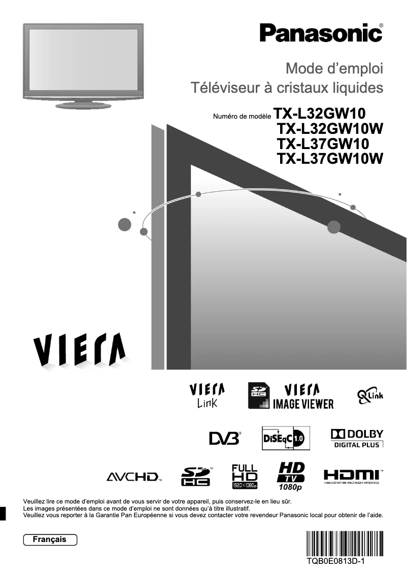 Page 1 de la notice Manuel utilisateur Panasonic Viera TX-L32GW10W