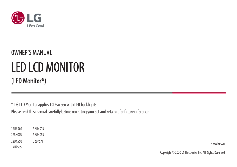 Page n°1 - Manuel utilisateur LG UN500