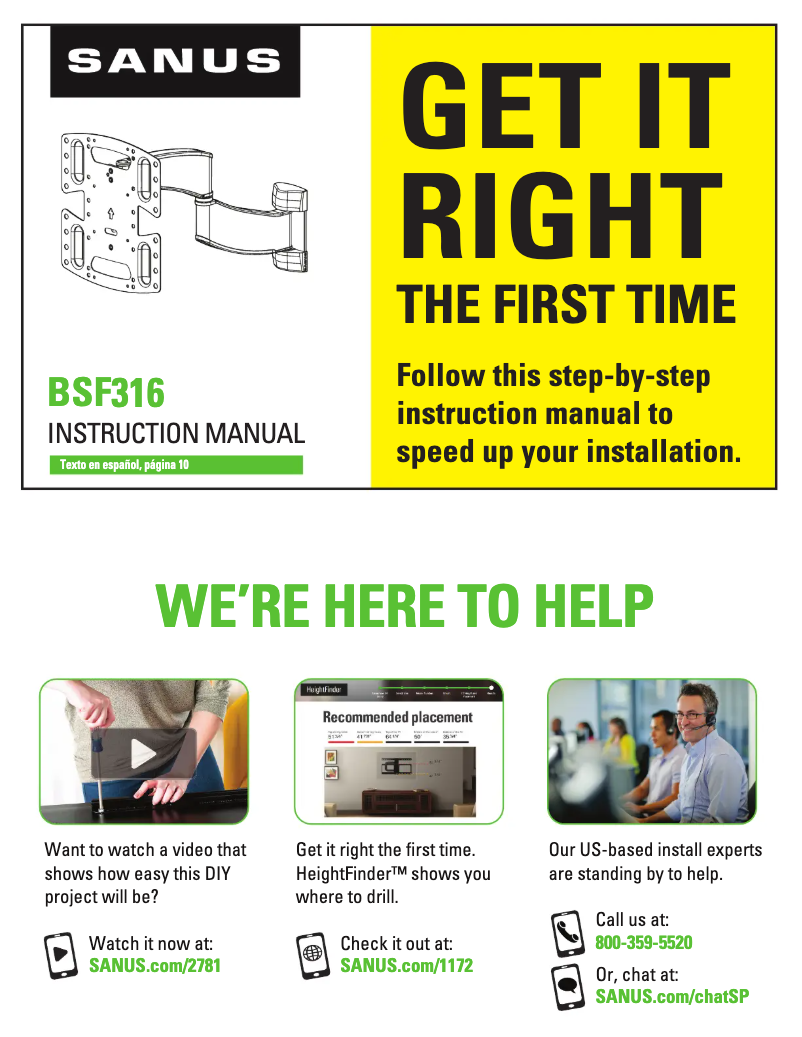 Page n°1 - Guide d'installation Sanus BSF316