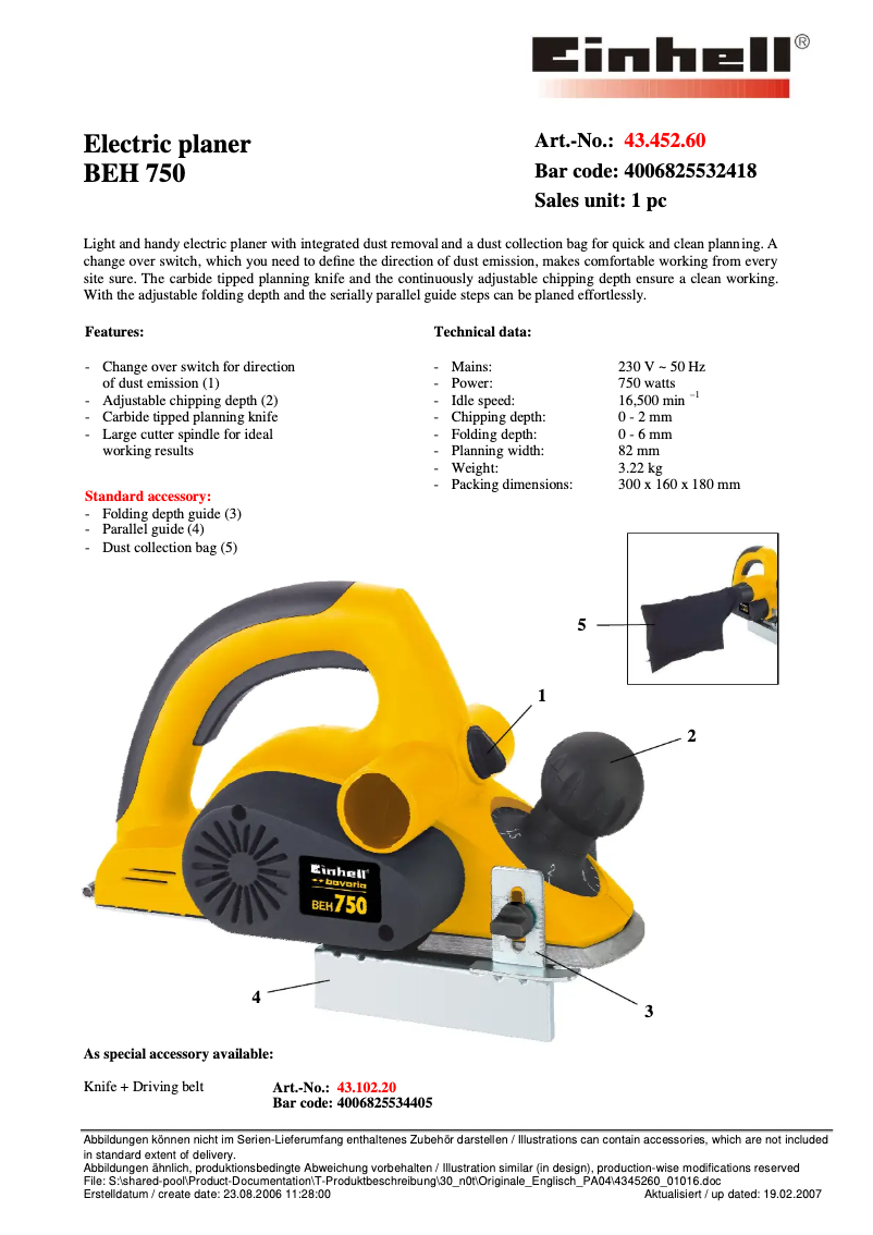 Image de la première page du manuel de l'appareil BEH 750