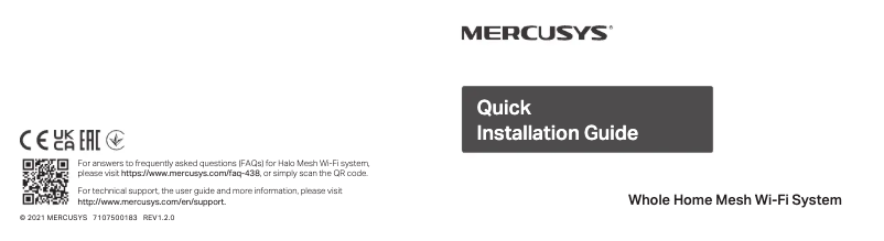 Page 1 de la notice Guide de démarrage rapide Mercusys Halo H60X